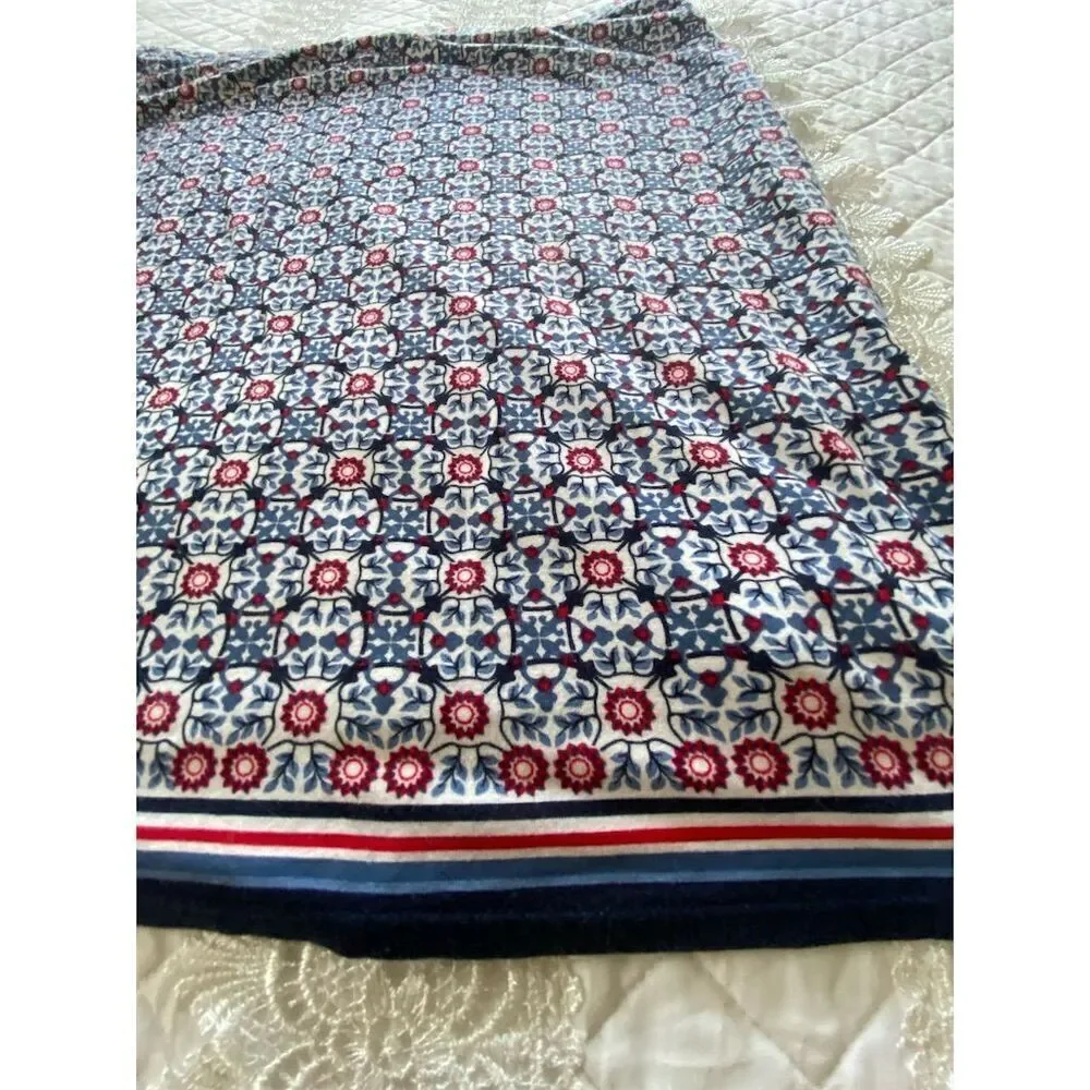 Max Studio Knee Length Skirt Blue, Navy and Red Geometric Print Size Medium - Picture 8 of 12